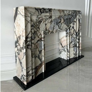 Camino interno in marmo di lusso francese camera da letto decorativo Mante Calacatta <span class=keywords><strong>Nero</strong></span> marmo Surround Mantel mantello - Product Image 2