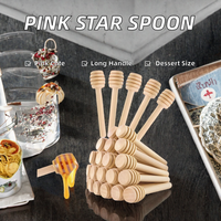 Cuillère en bois rose avec long manche en bambou, plaqué argent, sans BPA - Design cœur mignon pour fille, petite taille, idéale pour yaourt, expresso, soupe