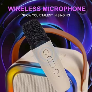 Mini BT karaoke loa trẻ em RGB LED chiếu sáng không dây Home Karaoke Hệ thống microphone có tính năng âm bass âm thanh - Product Image 5