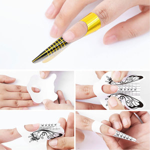 Nouveau design 100 pièces Guide moule manucure pochoir courbe <span class=keywords><strong>faux</strong></span> autocollant Art outil Double papillon Gel Extension constructeur <span class=keywords><strong>ongles</strong></span> formes ensemble - Product Image 5