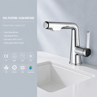 Robinet de lavabo extractible en alliage avec poignée unique, finition chromée, pour lavabo, robinet de salle de bain extractible