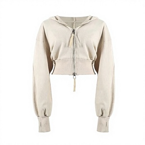 OEM Wholesale Women Athleisure Slim Waist Cropped Hoodie <b>Gym</b> Fitness Workout Jacket Loose Sleeve Sweatshirt <b>Pump</b> <b>Cover</b> - Product Image 1