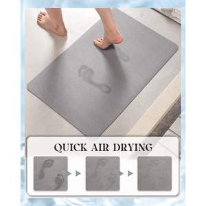 MontVoo Grey PVC <b>Bath</b> <b>Mat</b> Quick Dry <b>Absorbent</b> Faux Suede Surface Anti-Slip Rectangular Shape Rubber Backing Doorfit Bathroom - Product Image 6