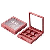 Palette de fard à paupières carrée vide avec fenêtre et brosse étui à blush en plastique étui à poudre compact personnalisé emballage de cosmétiques