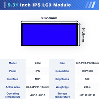 Module LCD TFT IPS WEITAI 9,31 pouces, résolution 600x1600, interface MIPI, luminosité 500 cd/m² pour affichage embarqué et maison intelligente