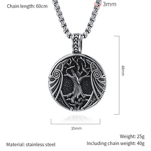 Collier en acier inoxydable personnalisé pour homme, pendentif arbre de vie rétro nordique, style <span class=keywords><strong>viking</strong></span> - Product Image 2
