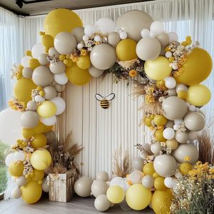 Guirlande de ballons jaune <span class=keywords><strong>moutarde</strong></span> <span class=keywords><strong>Kit</strong></span> double arc de ballons en peluche Anniversaire Baby Shower Révélation de sexe Boho Bee Party Decoration - Product Image 1
