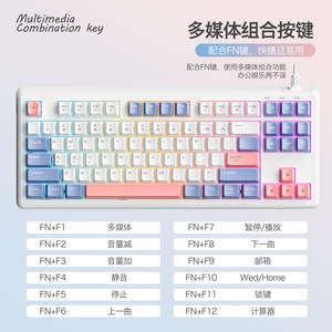 Clavier mécanique filaire Shiny Silver Fox K60, 87 touches, rétroéclairage arc-en-ciel, pour jeux, bureau, usage domestique - Product Image 2