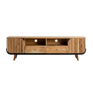Mueble de TV de Madera Maciza Estilo Rústico con Patrones Tallados a Mano y Almacenamiento Práctico para Sala de Estar Moderna - Product Image 6