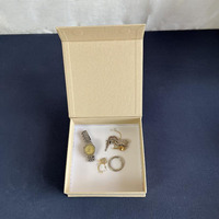 Boîte cadeau à bijoux en lin texturé en papier personnalisé Boîte cadeau à la mode avec impression de logo