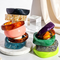 JUSNOVA Ensemble de bracelets en résine hypoallergénique, bracelets en résine colorés, bracelets pastel pour femmes, vente en gros, directement de l'usine