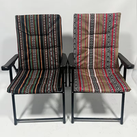 Chaise de plage ethnique saoudienne avec accoudoirs, pliable en fer et tissu, réglable pour le camping et les activités de loisirs en extérieur
