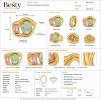 Bague Cœur Irrégulière à Deux Pierres en Acier Inoxydable Plaqué Or PVD 18K pour Femme, Idéale Mariage et Fêtes, Étanche, Hypoallergénique, Poli Miroir, Tendance