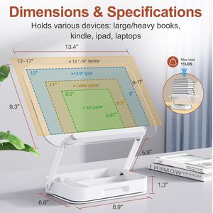 Xách tay chiều cao có thể điều chỉnh 360 xoay cuốn sách đứng kim loại gấp bookend với lưu trữ cho thuận tiện đọc sách - Product Image 4