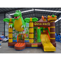 Maison de rebond de haute qualité parc de dinosaures château plein d'entrain château gonflable videur toboggan Combo Commercial gonflable château toboggan