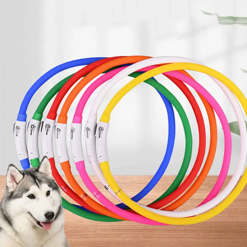 2024 Nieuwe Aankomst Led Licht Hond Huisdier Halsband Verstelbare Nachtlampje Hond Veiligheidslicht Flitser Halsketting Hond Halsband