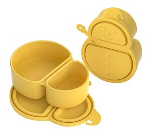 Children Silicone Lunch <b>Box</b> Double Compartment Snack <b>Container</b> Portable Food Grade Bento <b>Box</b> with Lid for School Travel - Product Image 4