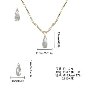 Ensemble de boucles d'oreilles et collier en cuivre nacré brillant, forme goutte d'eau, micro-incrustation, bijoux de fête pour femmes, mode de luxe - Product Image 5