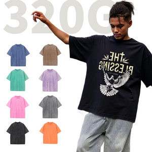 SSC Unisex's Bulk T-shirt Algodón 320g Regular O-cuello Vintage Wash Retro Soft Daily con logotipo personalizado MOQ 5PCs Bulk Tee para hombres - Product Image 1