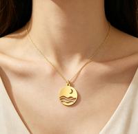 Collier Océanique Anti-ternissement et Étanche, Bijou Lune Croissante, Collier Vague, Collier de Mode