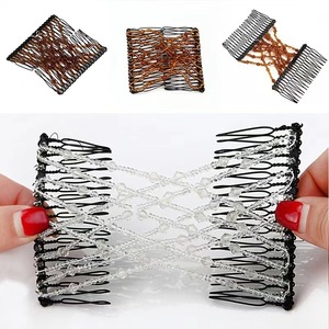 Peigne <span class=keywords><strong>magique</strong></span> extensible réglable pour femmes, <span class=keywords><strong>pince</strong></span> à cheveux élastique sans pli, accessoires vintage pour <span class=keywords><strong>chignon</strong></span>, double <span class=keywords><strong>pince</strong></span> à cheveux - Product Image 3