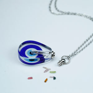 Collar de Urna Conmemorativa de Cristal con Foto Clásica Personalizada para Niños, Forma Ovalada, Joyería de Cremación, Colgante para Cenizas - Product Image 2