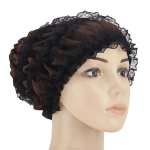 Pañuelo para la cabeza musulmán de encaje de color liso, muy vendido, gorro árabe, sombrero de viaje transpirable y ecológico para mujer india - Product Image 5