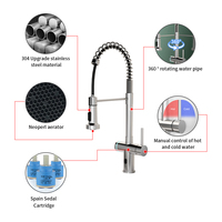 Robinet de cuisine intelligent de haute qualité, contemporain, eau chaude et froide, monocommande, douchette extractible, en acier inoxydable, finition or brossé