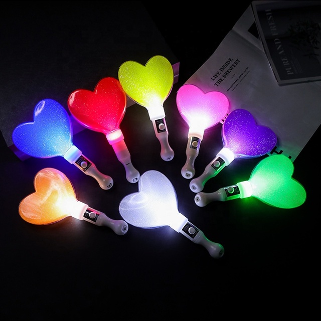 Kpop Merchandise Custom Logo Printing Plastic LED Heart Glow Stick Flashing Light Sticks-Light Weight Portable for Concert Event