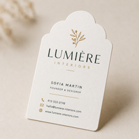 Cartes de visite découpées sur mesure, forme arquée, texture premium pour un branding créatif, OEM