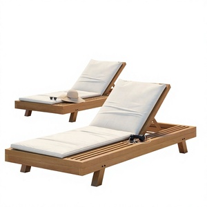 Chaise longue en teck d'extérieur, chaise longue à lattes, chaise longue moderne pour patio, pour hôtel, villa, cour - Product Image 4
