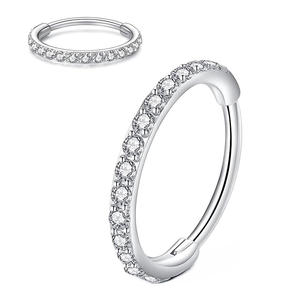 Anneau à segment articulé en or jaune 18 carats <span class=keywords><strong>Tragus</strong></span> <span class=keywords><strong>Piercing</strong></span> Clicker Style classique en acier inoxydable Zircon <span class=keywords><strong>Piercing</strong></span> Stories Clicker Side - Product Image 6