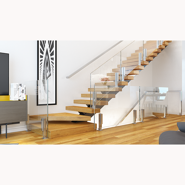 Моно стронгер, прямая лестница, интерьер, индивидуальная лестница из массива дерева со стеклянными перилами