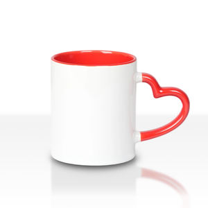 Mug à sublimation personnalisé de 11 oz avec intérieur coloré, poignée en forme de cœur, <span class=keywords><strong>tasse</strong></span> en céramique de qualité alimentaire, surface d'<span class=keywords><strong>impression</strong></span> durable et belle - Product Image 3