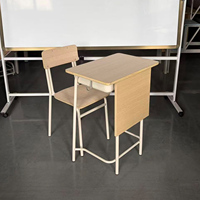 Ensemble robuste de bureau et chaise individuels pour étudiants avec plateau frontal multicouche de 1,6 cm pour l'utilisation scolaire primaire et secondaire