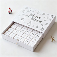 Boîte de Calendrier de l'Avent Vide Personnalisable 24 Jours, Boîte Mystère de Noël Cosmétique avec Plateau, Boîte Cadeau Surprise en Papier à Fabriquer Soi-même pour Enfant