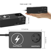 Adaptateur sans fil Vastfafa de haute qualité personnalisé avec prise allemande/coréenne, 1 prise AC, 10A, rallonge avec 2 ports USB + 1 port Type C SDK
