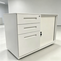 Armoire de rangement roulante grande capacité avec serrure, unité en acier à 3 tiroirs avec porte à volet roulant, roulettes silencieuses pour bureau et garage