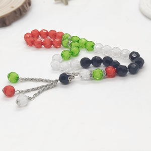 Braccialetto Islamico con 33 Perle Tasbih Bandiera Palestinese 10mm, Gioiello Trendy, Regalo di Preghiera Musulmano, Perle Acriliche 10mm Palestina - Product Image 6