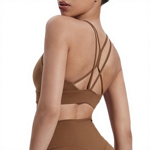 For Recycled Polyester Lightweight Breathable High Support Four-Way <b>Stretch</b> Strappy Longline Gym Workout Yoga Sports <b>Bras</b> - Product Image 3