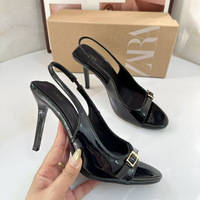 Sandales d'été légères et sexy pour femmes avec boucle métallique, bout pointu, bride arrière ouverte et décolleté peu profond
