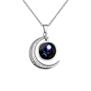 Collares colgantes de luz de luna de 12 estrellas con diseño luminoso de cristal transparente de acero inoxidable barato - Product Image 4