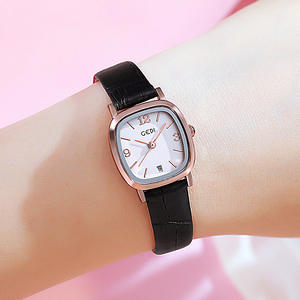Reloj de pulsera cuadrado retro para mujer, correa de cuero pequeña, elegante, con calendario, resistente al agua, para estudiantes - Product Image 1