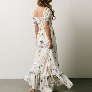 Toptan 2024 Vestidos yaz Elegantes şifon çiçek baskı kadın elbise fransız Maxi uzun kollu bayanlar günlük elbiseler - Product Image 5