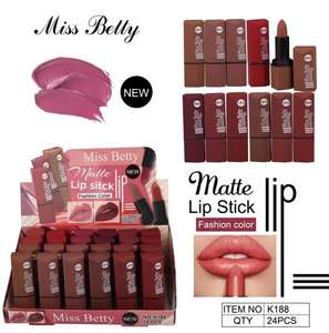 MISS <span class=keywords><strong>BETTY</strong></span> Nuevo Lápiz Labial Mate de Larga Duración a Prueba de Agua en Tubo de Goma, 6 Colores, 24 Piezas - Product Image 3