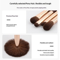 4-teiliges Set Natürliche Ponyhaar-Pinsel mit Flachem Holzgriff für Eyeliner & Lidschatten Augen-Make-up