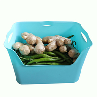 JOIN Bac de rangement empilable en plastique bleu avec couvercle et ouverture frontale pour la cuisine, les légumes, les fruits et l'organisation de la maison