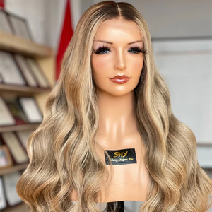 Vente chaude Vierge Lace Front Balayage Sans Colle Préplumé Perruque 24 pouces 250% Densité Blonde Transparent HD Lace Best Raw Bleach - Product Image 1