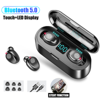 Mini F9 TWS Bluetooth 5.3 Sans Fil Écran LED Casque avec Banque d'Alimentation 600 mAh Sport Gaming Écouteurs Intra-Auriculaires