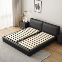 Lit double moderne en cuir rembourré avec rangement, cadre de lit king size à vérin à gaz avec tête de lit et espace de rangement – Vente en gros